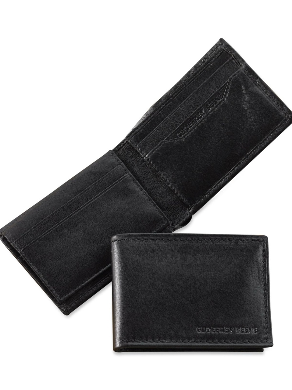 Geoffrey Beene Black Leather Bi-Fold Card Holder